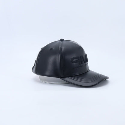 "Why Pink?" - Black Leather Cap w/ Pink Strapback