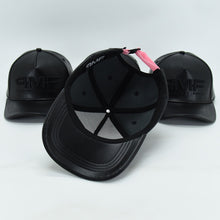 Load image into Gallery viewer, &quot;Why Pink?&quot; - Black Leather Cap w/ Pink Strapback
